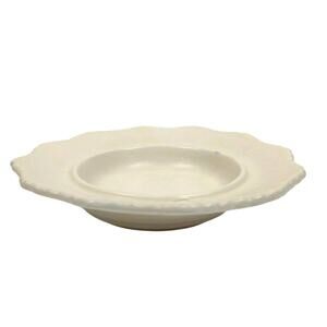 Vintage White Porcelain Bisque Scalloped Edge Candle Holder Dish - Very Old